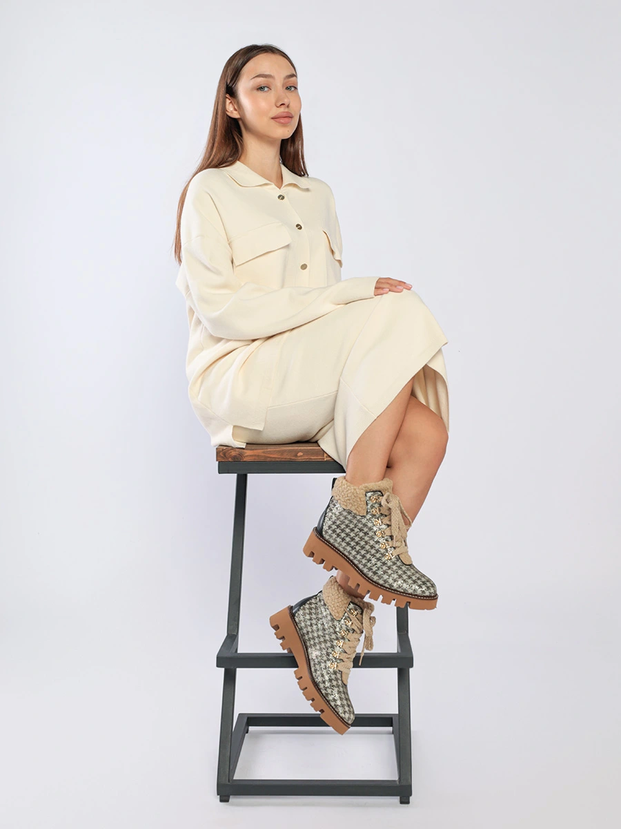 Текстильные ботинки с узором pied-de-poule